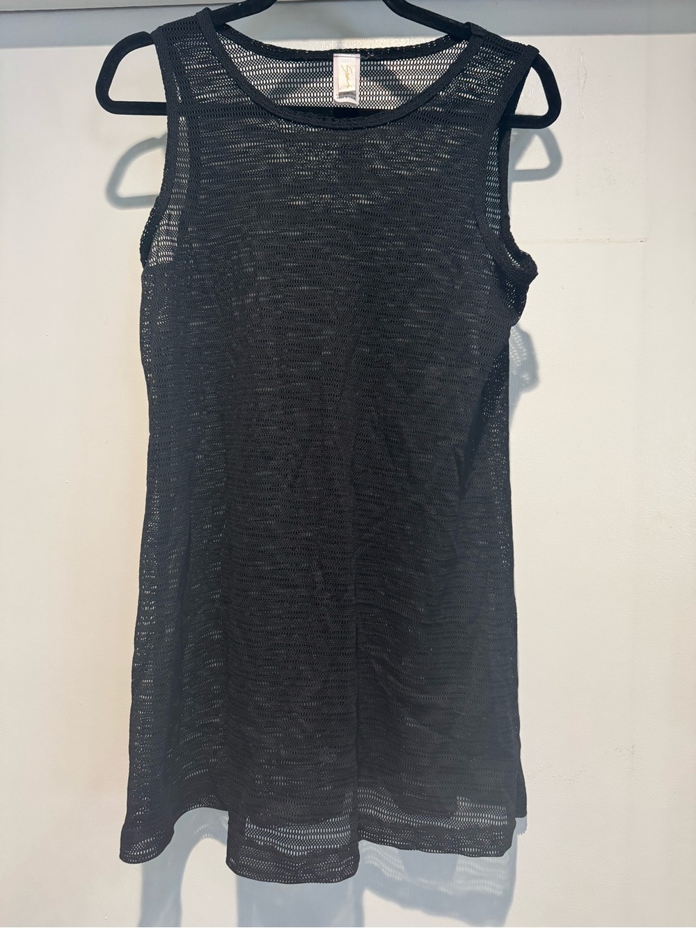 Sessa Beach Cover Up Netting mesh lightweight sleeveless Black